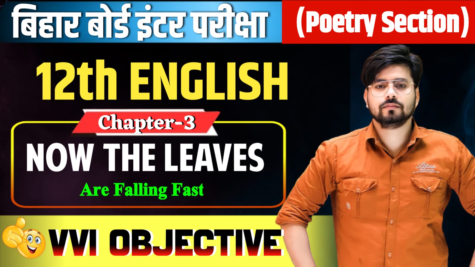 Class12th English Now The Leaves Are Falling Fast Objective Question 2025